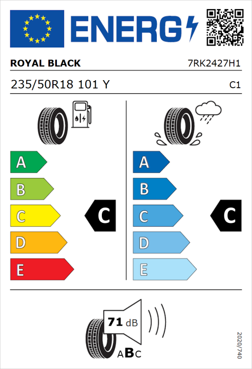 Tyre Label for Royal Black Explorer II 235/50R18 101Y