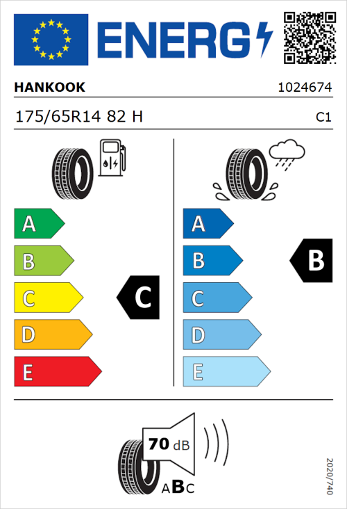 Tyre Label for Hankook Kinergy Eco 2 K435 175/65R14 82H